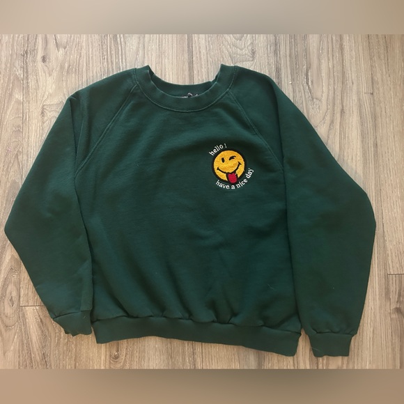 Smiley World Green Sweatshirt - Size Small - Picture 1 of 5